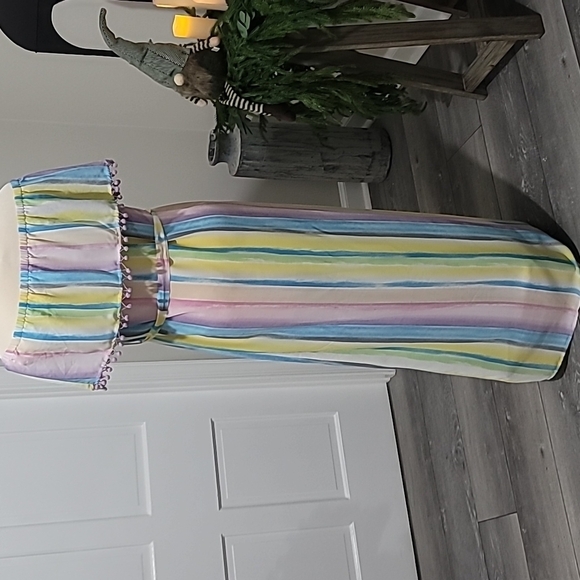 Buddy Love Shelly Unicorn Rainbow Pastel Stripe Maxi Dress Size L - Picture 8 of 13